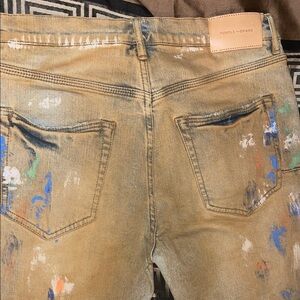 Purple Brand Tan Paint-Splattered Slim Jeans